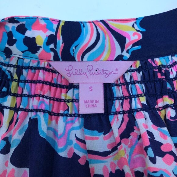 Lilly Pulitzer 100% Silk Elsa Blouse Size S Pop Up For The Halibut - Picture 5 of 7